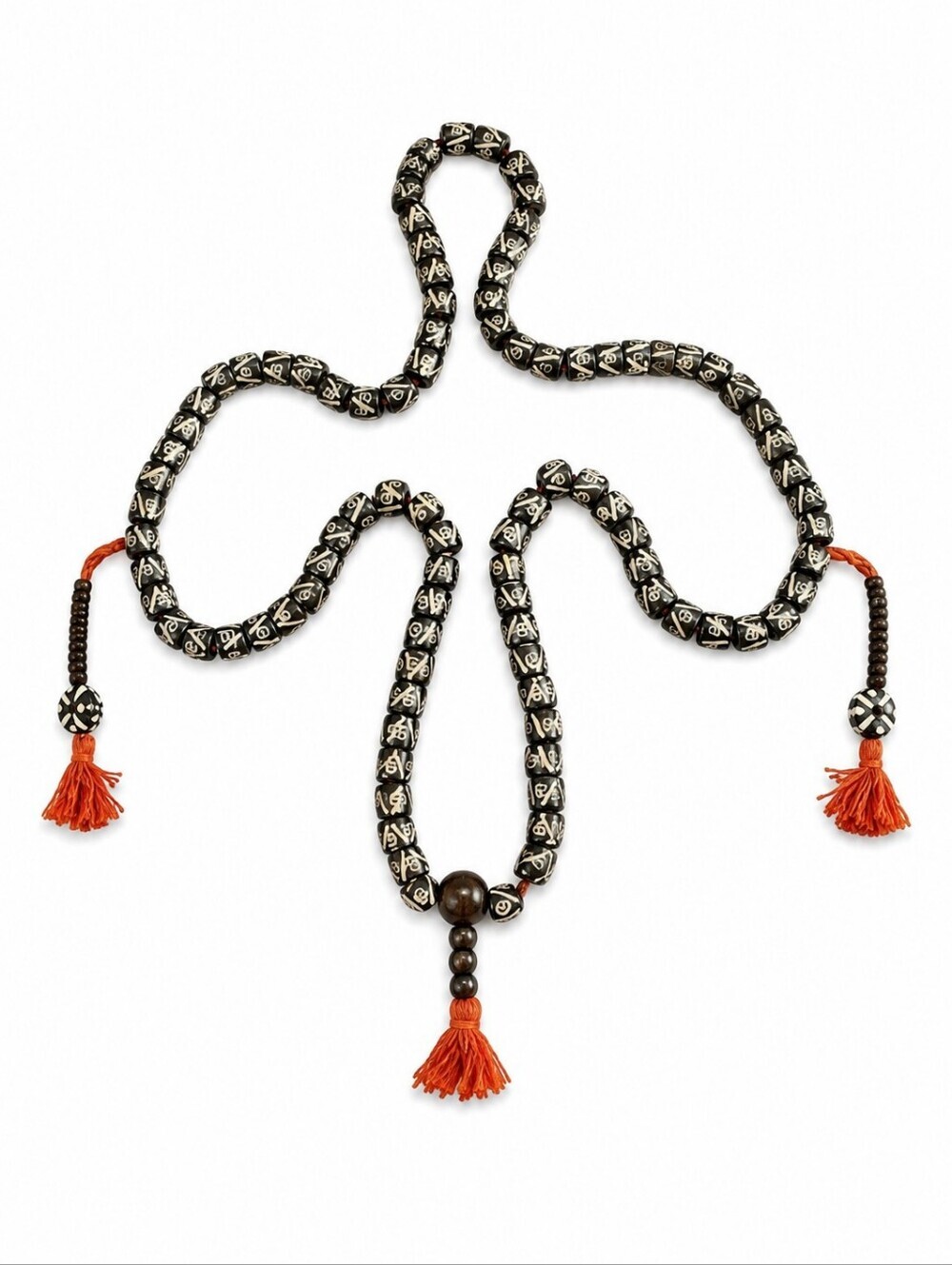 Tibetan Buddhist Carved Gemstone 108 Mala Prayer Beads